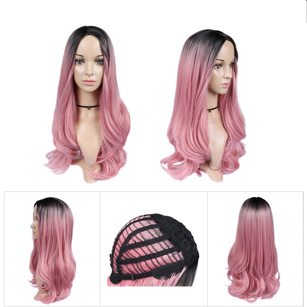 Women Blonde Ombre Hair Black Root Long Curly Wigs Women Blonde Ombre Hair Black Root Long Curly Wigs
